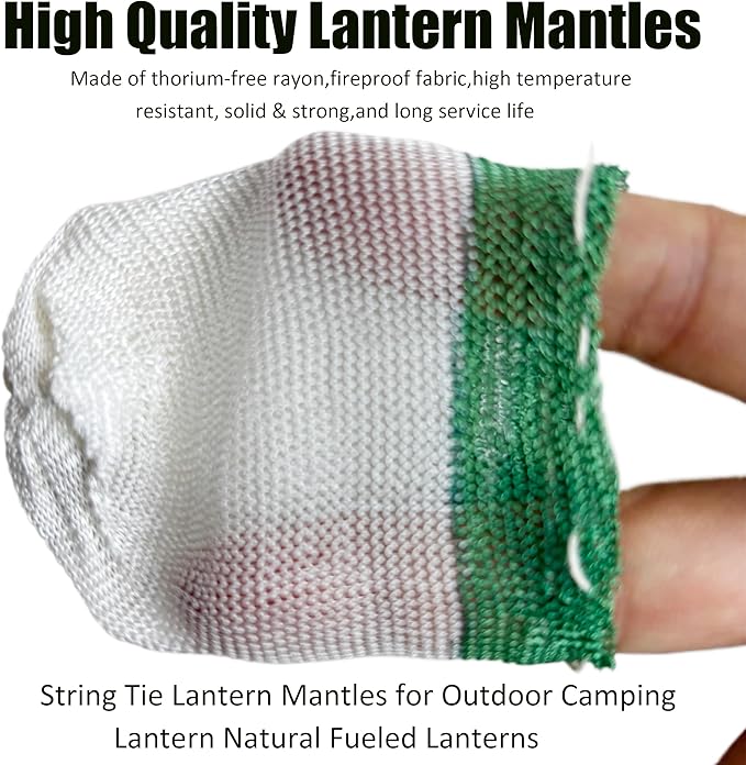 20PCS Propane Lantern Mantles, 2x3.3 Inches, String Tie Style for Camping and Outdoor Gas Lamps/Lantern Accessories