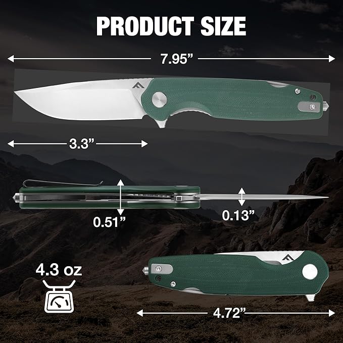 FLISSA Multitool Pocket Knife, 3.3" D2 Blade with G10 Handle, Liner Lock Folding Knife with Glass Breaker, Screwdrivers, Bottle Opener & Rope Cutter for EDC, Survival, Camping, Hiking