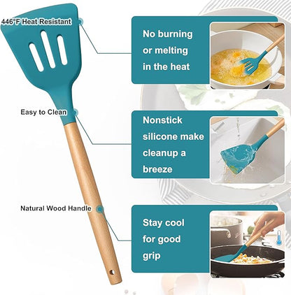 E-far Silicone Cooking Utensils Set, 5-Piece Kitchen Utensils Set