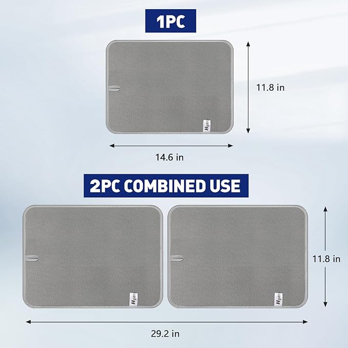 14.6*11.8 inch Microfiber Dish Drying Mat, 2 Compact Ultra Absorbent Dish Mat