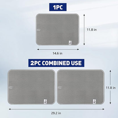 14.6*11.8 inch Microfiber Dish Drying Mat, 2 Compact Ultra Absorbent Dish Mat