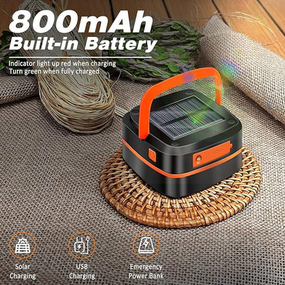2-Pack Folding Solar Camping Lantern Flashlights, DIBMS Mini Collapsible USB Rechargeable Waterproof Hanging Light Power Bank for Camping Hurricanes Emergency Power Outages Indoor Outdoor