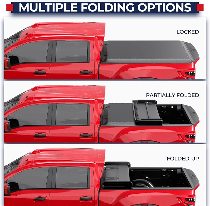 MOSTPLUS 5FT Tri Fold Soft Folding Truck Bed Tonneau Cover Compatible with Nissan Frontier 2005-2025 2026 Fleetside/Suzuki Equator 2009-2014 On Top 60Inch