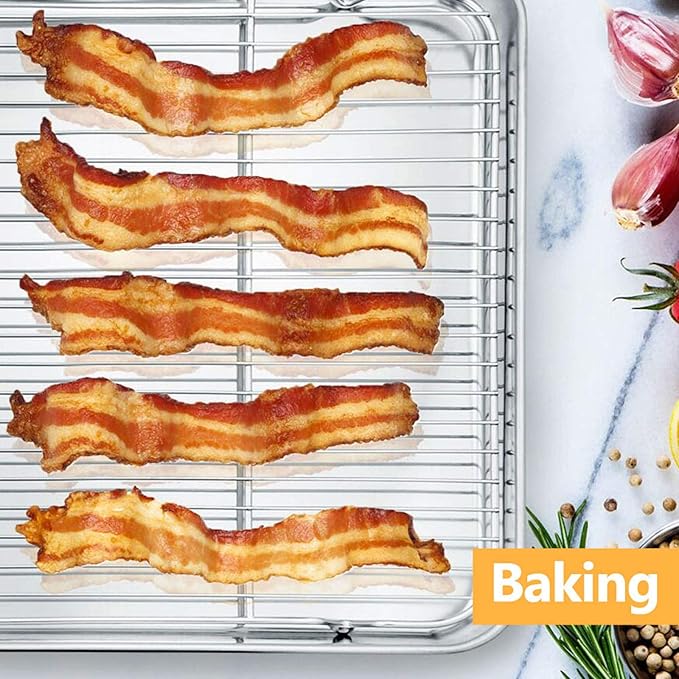 Baking Cooling Rack Set of 2, E-far 16.5"x11.5" Stainless Steel Metal Roasting