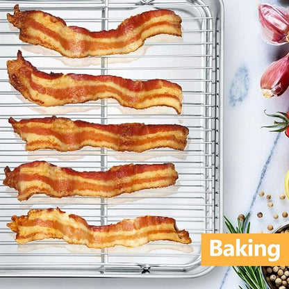 Baking Cooling Rack Set of 2, E-far 16.5"x11.5" Stainless Steel Metal Roasting