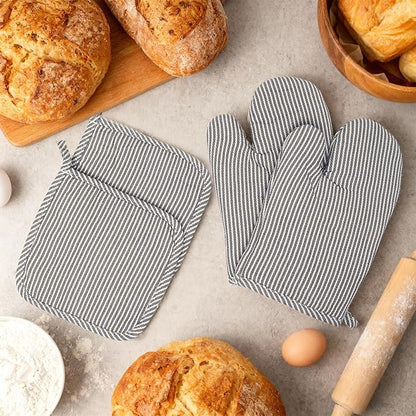 4 Pcs Oven Mitts and Pot Holders Heat Resistant Oven Mitts Sets Non Slip Oven