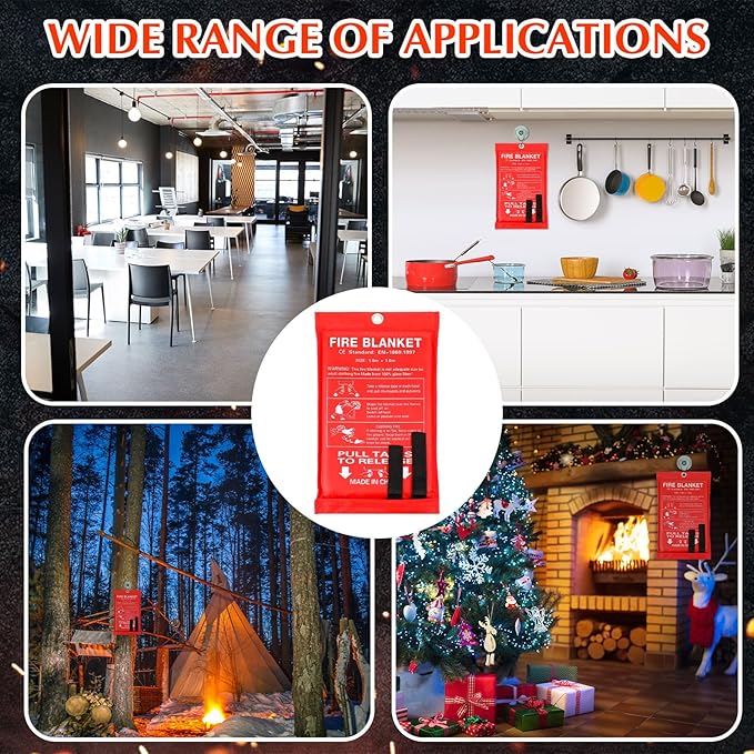 Macarrie 30 Pack 39??x 39??Fire Blanket Emergency for Home and Kitchen Safety Suppression Blanket Fiberglass Fireproof Survival for Fireplace Car Office Camping (Red)