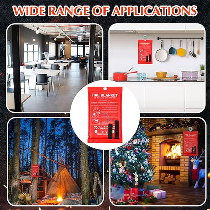 Macarrie 30 Pack 39??x 39??Fire Blanket Emergency for Home and Kitchen Safety Suppression Blanket Fiberglass Fireproof Survival for Fireplace Car Office Camping (Red)