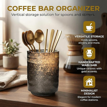 Ceramic Spoon Holder for Coffee Bar, Upright Tea Spoon Holder Cup, Coffee