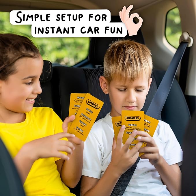 WELL BALANCED Road Trip Trivia - Road Trip Games for Kids Travel Essentials Car Activities Must Haves for Ages 8+