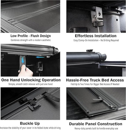 Toptiny Low Profile Hard Folding Truck Bed Tonneau Cover Fits 2019-2026 Chevy/GMC Silverado/Sierra 1500 5'8" Bed (69.6")