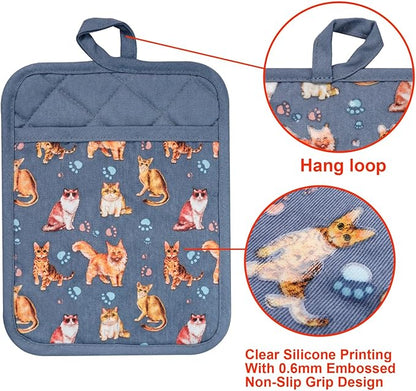 Pot Holders Set of 2 Heat Resistant 480 ℉Non Slip Clear Silicone Printed