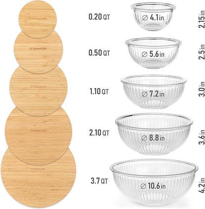 Stackable Space-Saving Set of 5 Nesting Glass Bowls