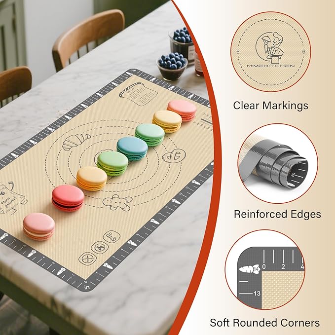 Silicone Baking Mat with Cookie Recipes, Extra Thick Silicone Mat