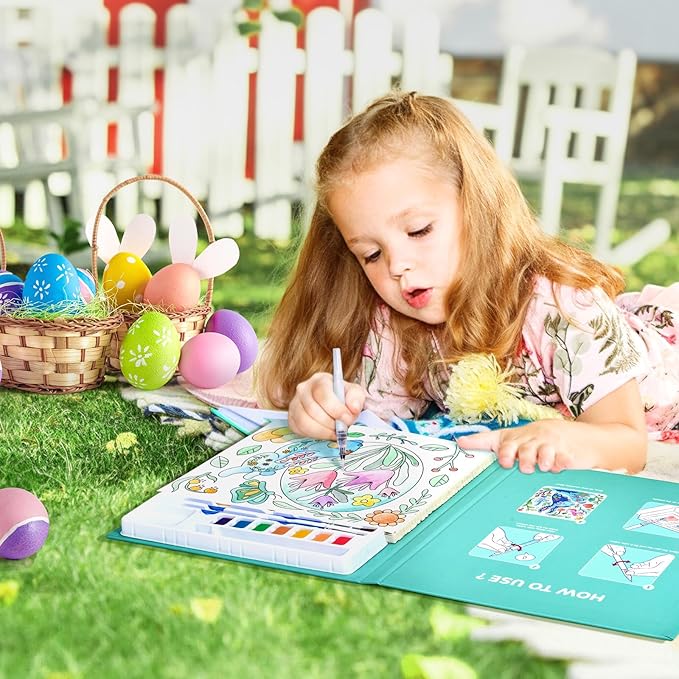 JoyCat Paint with Water Coloring Books for Toddlers, Watercolor Painting Sets for Kids Ages 3-5 4-8, Arts and Crafts Drawing Activities Toy Birthday Gift for Boys Girls (Spring)