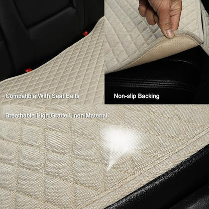 West Llama Linen Car Seat Covers,Bottom Seat Covers for Cars Include 1 Rear Bench Cover Universal Fits 90% Vehicles,SUVs,Cars,Sedans,Beige