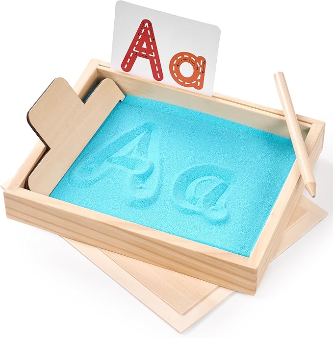Montessori Sand Tray for Kids,Writing Play Sand Tray with Lid for Classroom Practice Writing Letters and Numbers