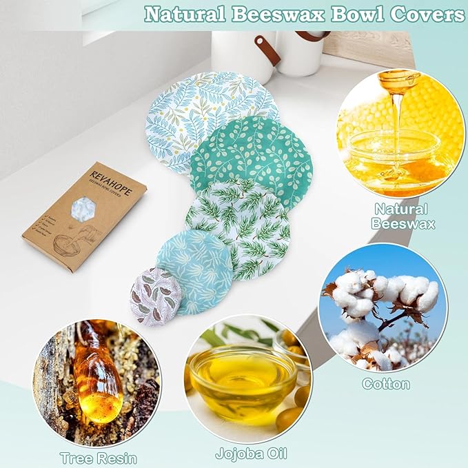 5-Size Reusable Beeswax Bowl Covers