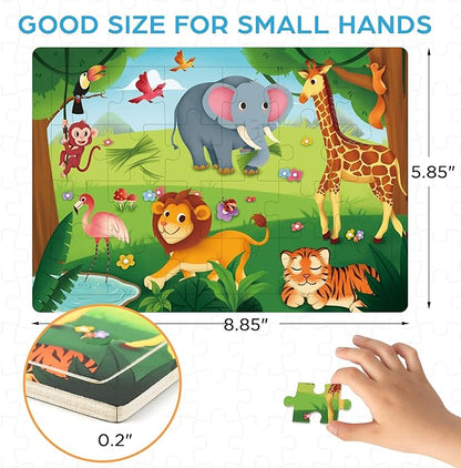 BenBen Puzzles for Kids Ages 4-6, 6 Pack 24 Piece Wooden Jigsaw Puzzles for Toddlers Ages 3-5, Preschool Learning Educational Toys for Boys Girls