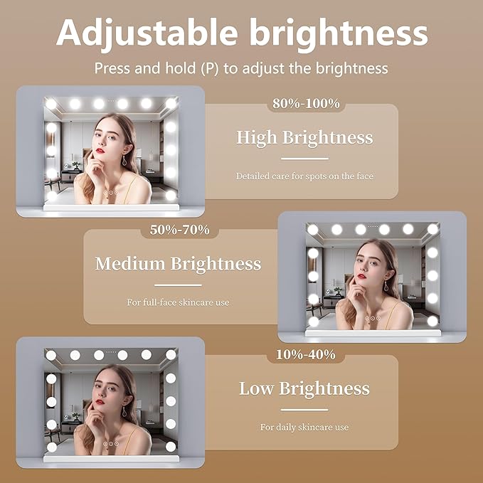 Vanity Mirror with Lights Lighted Makeup Mirror with Dimmable LED Bulbs