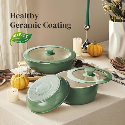 Redchef Ceramic Cookware Set, Removable Handle Pots and Pans Non-Stick