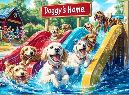 300 Piece Puzzle for Adults,Puppies Jigsaw Puzzles 300 Pieces for Adult Kids Elderly Premium Cardboard Dog Summer Jigsaw Puzzle Challenging Puzzles Game Family Activity Gift Toy 20.5x15in