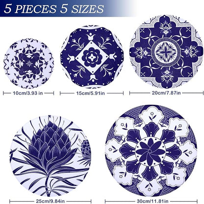 5 Pieces Bowl Covers Reusable, 5 Size Elastic Cloth Bowl Covers