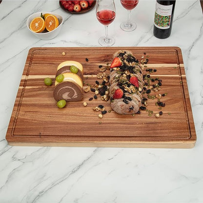 GAOMON 20x15 Inch Acacia Cutting Board for Kitchen, Large Wooden Cutting Board with Juice Groove, 1.5" Thick Chopping Board for Meat Vegetables and Cheese, Charcuterie Board
