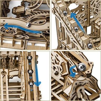 3D Wooden Puzzle Marble Run for Adults, DIY Marble Run Wooden Model Kit, HDF Material, Mechanical Puzzle, Modern Style, 334 Pieces, 1 Set, 1 Item, 1 Package