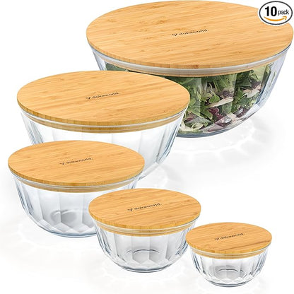 Large Stackable Set of 5 Nesting Glass Bowls