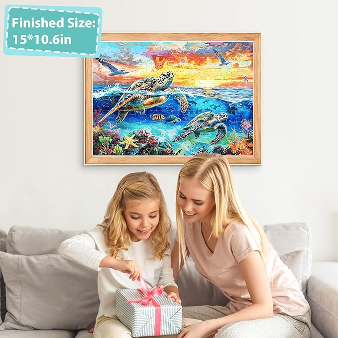 Puzzles for Kids Ages 8-10 - Turtle in Undersea World - 100 Piece Jigsaw Puzzles for Kids Ages 4-6 6-8 8-10 Year Old Children Puzzles for Boys and Girls Educational Learning Toys and Gifts