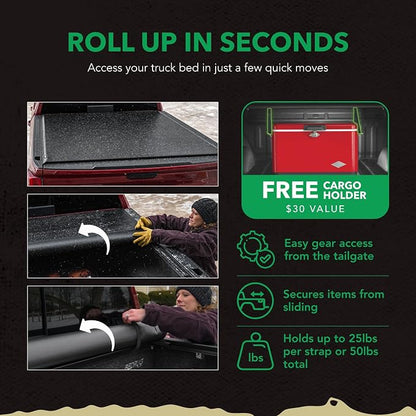 Gator Soft Roll Up Truck Bed Tonneau Cover - Easy-to-Install - No-Drill Installation - Durable Vinyl Roll Up Tonneau Cover - Low-Profile Design - 2019-2026 Chevy/GMC Silverado/Sierra 6'7" Bed