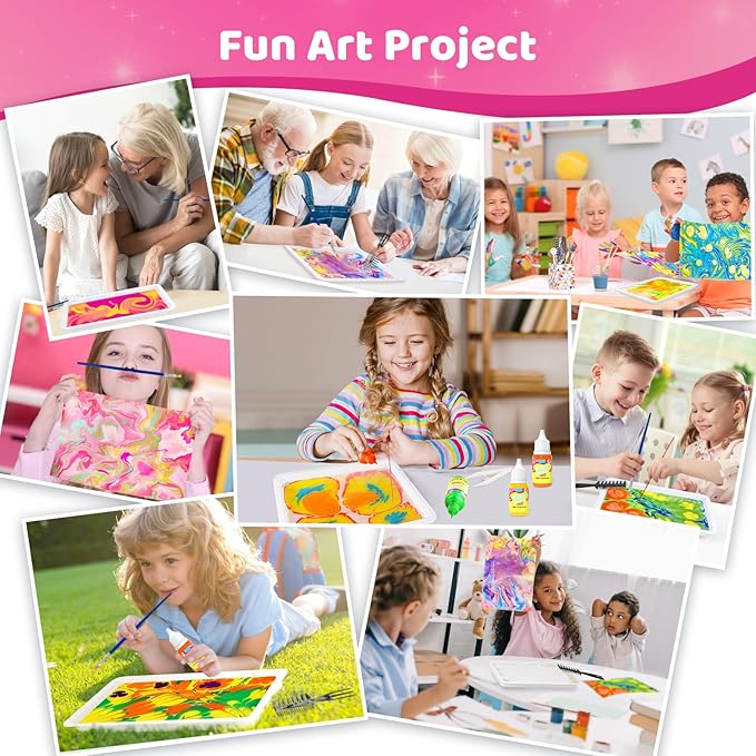 Water Marbling Paint for Kids, Art Supplies for Kids,Arts and Crafts for Girls Boys Ages 8-12 6-8 3-5, Birthday Gifts Toys for Girls 3+ Years Old