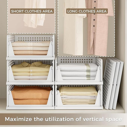 Pinkpum 8 Pack Closet Organizers and Storage Plastic Stackable Storage Bins