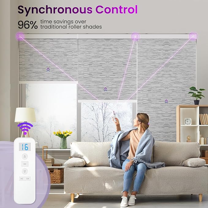 Astomi Motorized Roller Shades for Windows, Smart Blinds, Voice Control