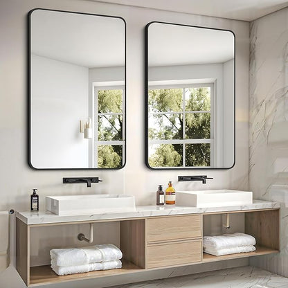FORBATH Black Bathroom Mirror, Rectangular Vanity Mirror 30 x 48 Inch Wall