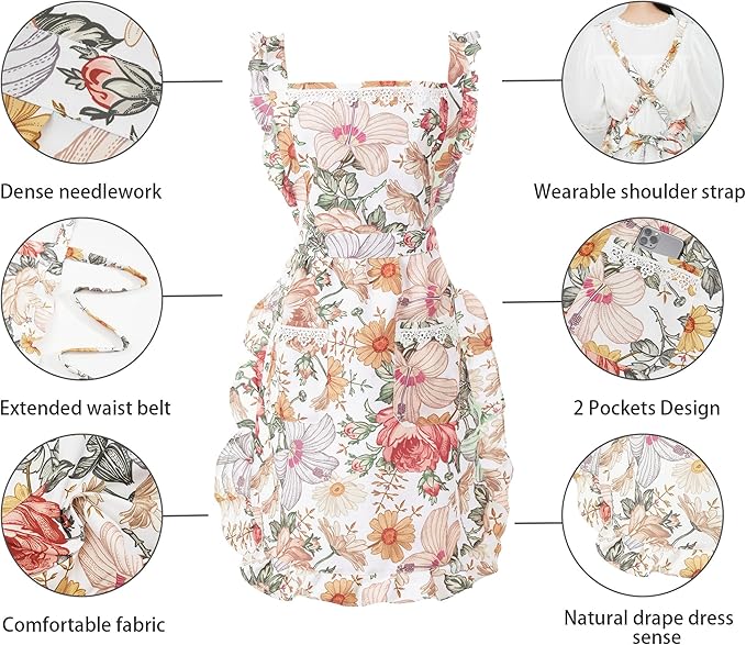 Funny Aprons for Women with Pockets, Kitchen Cooking Grilling Bbq Cute Chef