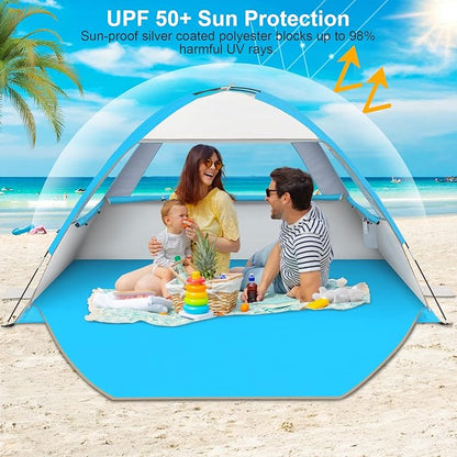 Gorich Beach Tent Sun Shelter for 3/4-5/6-7/8-10 Person with UPF 50ï¼?UV Protection, Lightweight & Easy Setup Beach Shade Canopy, Portable Beach Shade Tent Beach Cabana