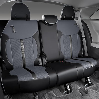 Custom Fit Sienna Seat Covers for 2021-2026 Toyota Sienna 7-Seat XLE XSE Woodland Limited Platinum [Ottoman Not Covered], Waterproof Faux Leather Full Set Airbag Compatible (Black+Grey)