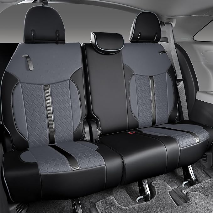 Custom Fit Sienna Seat Covers for 2021-2026 Toyota Sienna LE XLE 8-Seat, Waterproof Faux Leather Full Set Airbag Compatible 3-Row Car Seat Protectors (Black+Grey)