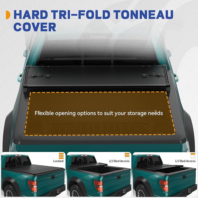 FRP Hard Tri-Fold Truck Bed Tonneau Cover Fit for Nissan Frontier 2005-2026(NO México) 5 ft Bed