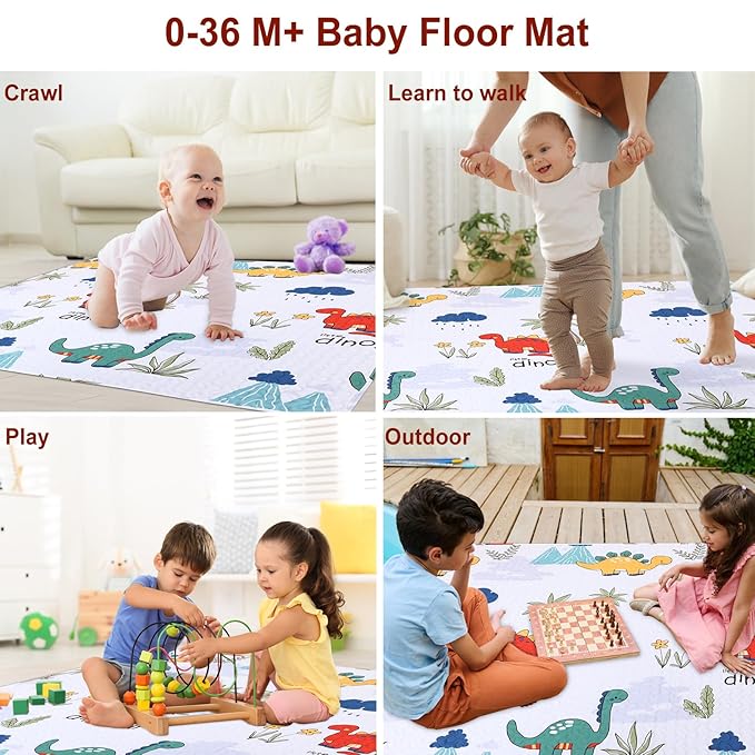 50 x 50 Play Mat for Baby Playpen Tummy Time, Non-Slip Washable Baby Playpen Mat, Baby Crawling Mats for Floor, Portable Travel Large Play Mats for Toddlers and Infants