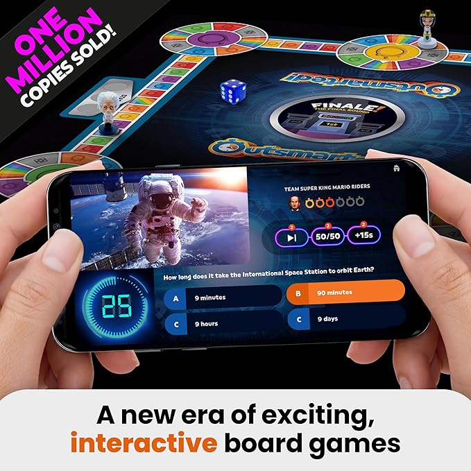 Outsmarted - The App-Connected TV Quiz-Show Board Game | Kids, Teens & Adults | Next-Level Game Night for Family & Friends | 2–24 Players | Age 8+ | 10,000+ Questions | 2025 Edition