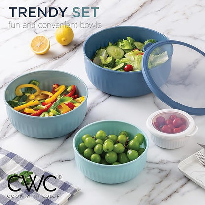 COOK WITH COLOR Prep Bowls with Lids- Wide and Deep Nesting Plastic Small