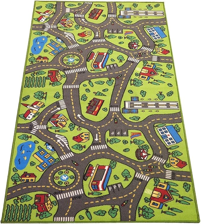 Kids Rug Playmat City Life Great for Playing with Cars and Toys - Play Learn and Have Fun Safely - Educational Road Traffic Play Mat for Bedroom Play Room Game Safe Area (x Large)