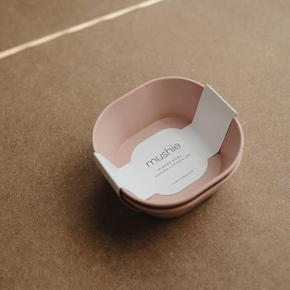 mushie Square Dinnerware Bowls for Kids | Made in Denmark, Set of 2 (Blush)