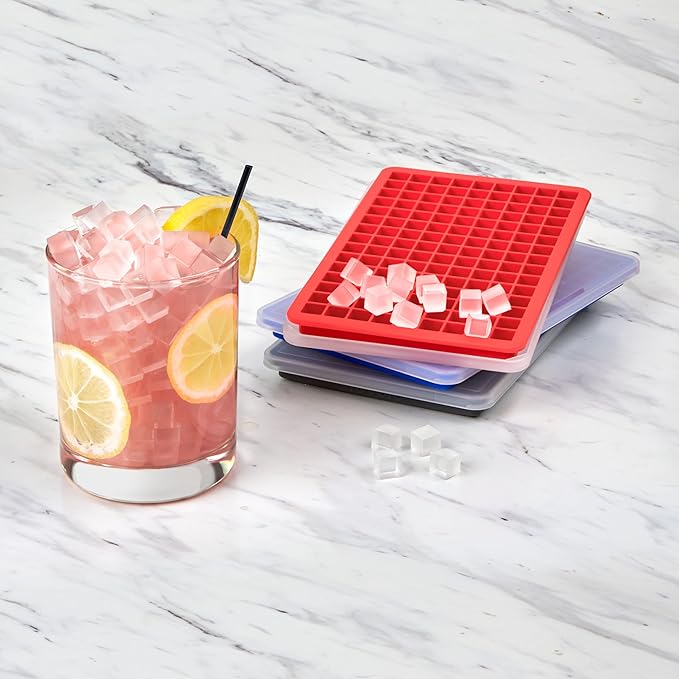 Tovolo Mini Ice Cube Tray with Lid Set of 3 Assorted Colors Small Ice Maker
