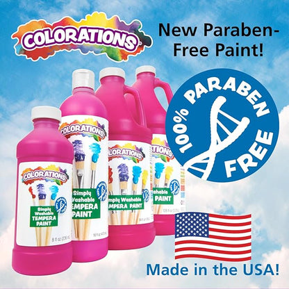 Colorations Paraben-Free Simply Washable Tempera Paint for Kids - 1/2 Gallon Value Size, Vibrant White. Non-Toxic and Made in The USA