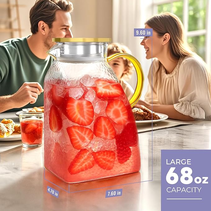 WARMSIMPLE 2 Pack Glass Pitcher