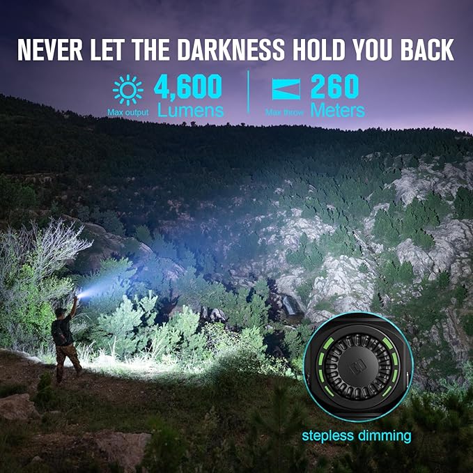 OLIGHT Seeker 4 Pro Rechargeable Flashlights, 4600 Lumens High Powerful Bright Light with USB C Holster, Waterproof IPX8 for Emergencies, Camping, Searching (Orange Cool White)